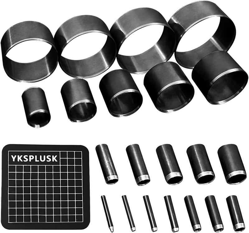 YKSPLUSK Leather Circle Cutter Tool Set, 21 Pieces Circle Punch Tools 1-12mm 15 20 25 30 35 40 45 50 55mm, High Carbon Steel Round Cutting Dies - Hole Punch Tool Kit for DIY Leather Crafts - Image 1